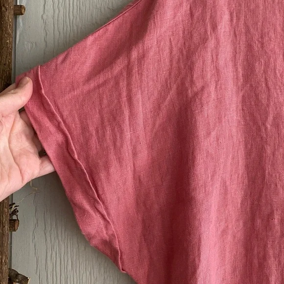 Frank&Eileen Grayson Pink 100% Linen The Artist Short Sleeve Full Length Dress L - Picture 10 of 14